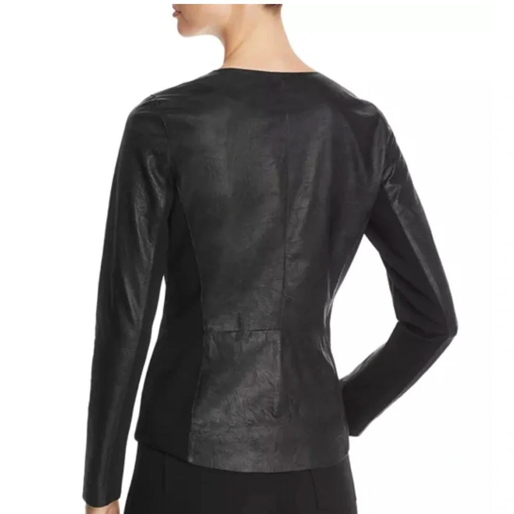 Lafayette 148 New York Leather Moto Jacket 16W